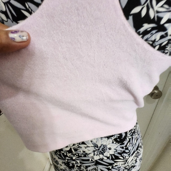 Fabletics terry  lined  high neck crop top baby pink racer back xl - Picture 9 of 12